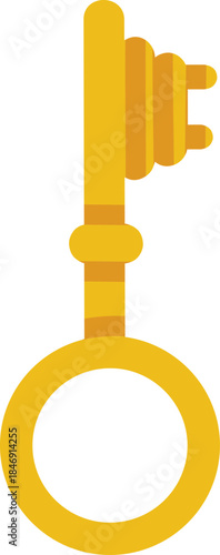 Golden vintage key representing unlocking solution and success