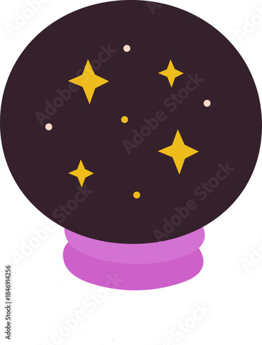 Crystal ball showing starry sky and future prediction
