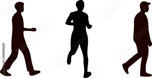silhouette of walking and running woman