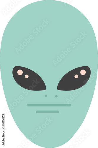 Alien head extraterrestrial flat vector illustration concept