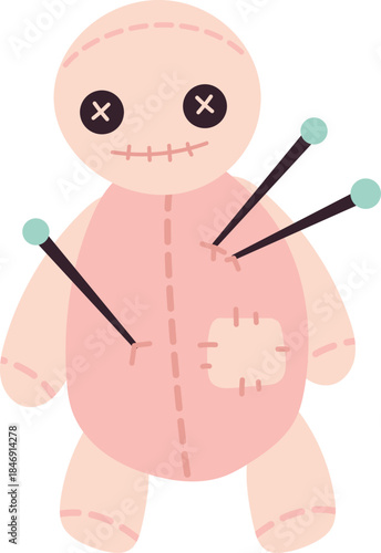Voodoo doll with pins inflicting pain and a curse