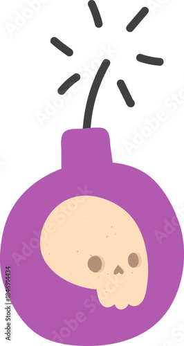 Bomb with skull and lit fuse creating danger concept