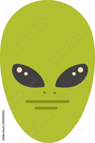 Green alien head symbol exploring extraterrestrial life concept