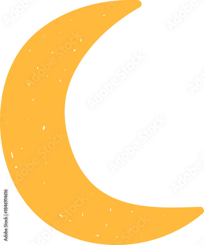 Yellow crescent moon graphic representing night sky