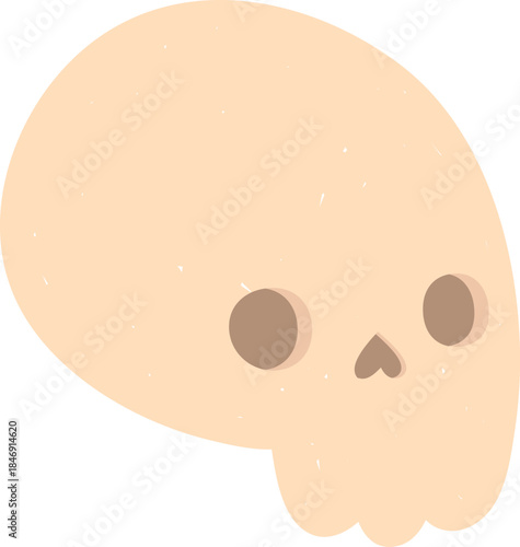 Drawing of a simple, cute skull with soft colors