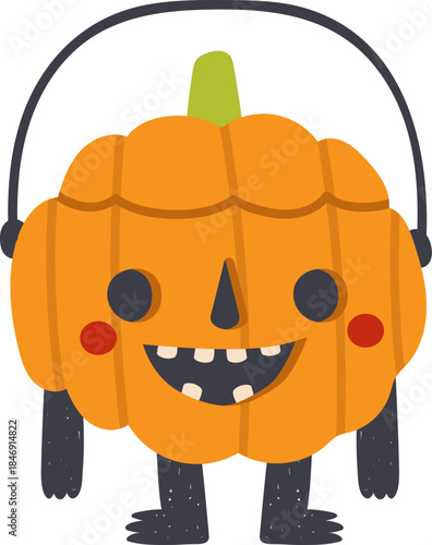 Halloween pumpkin trick or treating candy bucket character