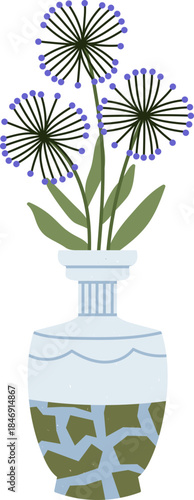 Abstract flowers in decorative vase illustration