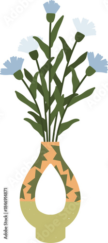 Decorative flowers vase with abstract pattern design