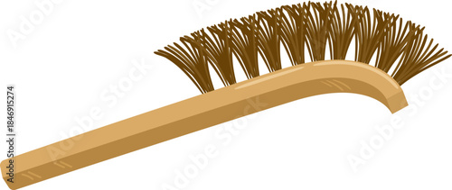Wire cleaning brush with wooden handle