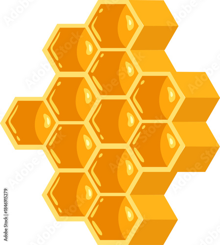 Honeycomb cells filled with sweet golden honey