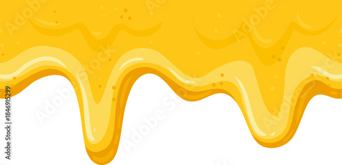 Golden honey dripping creating sweet sticky liquid border