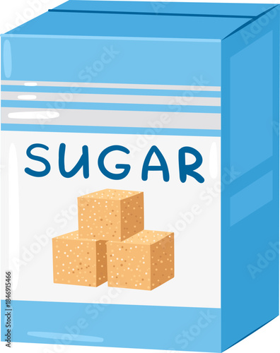 Sugar box displaying brown sugar cubes illustration