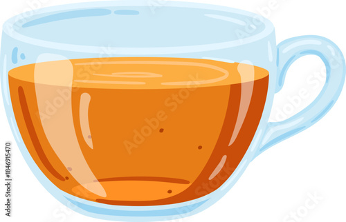 Glass cup holding hot orange tea illustration