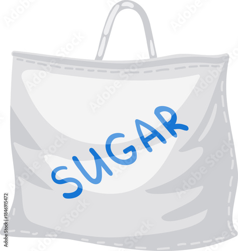 White bag carrying cooking ingredient sugar concept