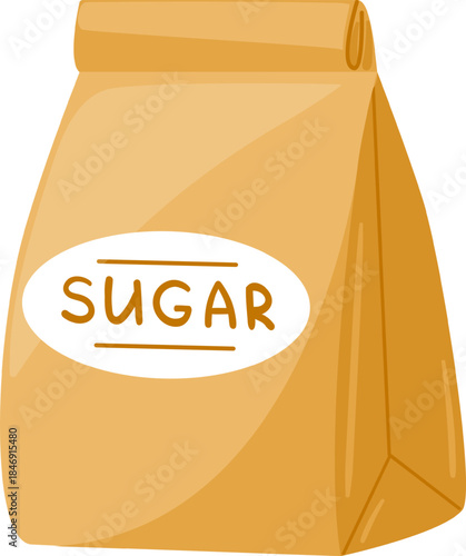 Paper bag holding white sugar