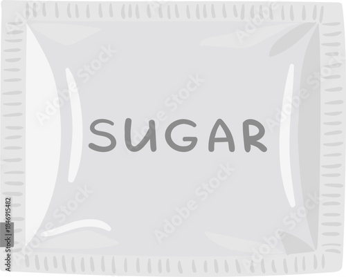White sugar packet providing single serving portion