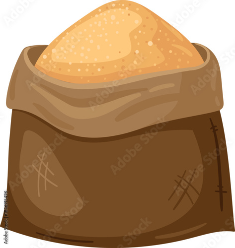 Brown sack filling with granulated sugar for cooking