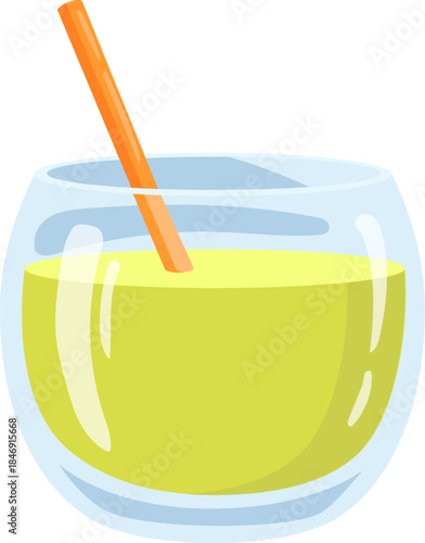 Refreshing citrus drink in a wide glass with straw