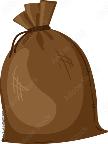 Burlap sack tied full of content illustration