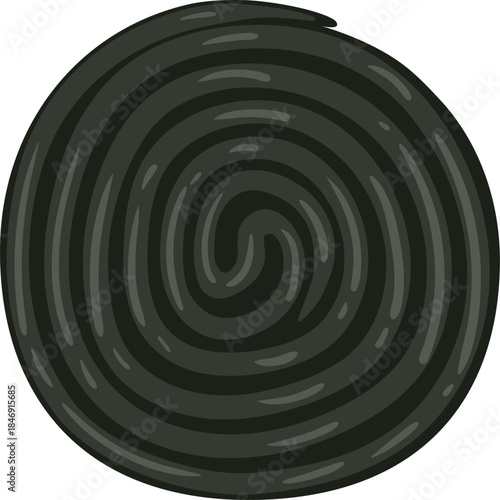 Black licorice wheel candy spiral sweet snack
