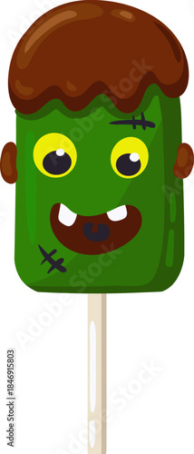 Zombie ice lollipop on a stick for Halloween party