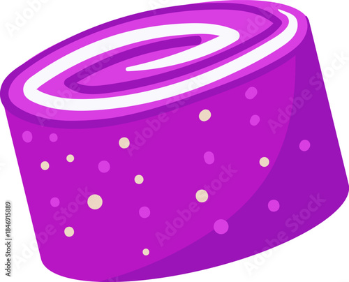 Purple sweet jelly roll dessert with white swirl