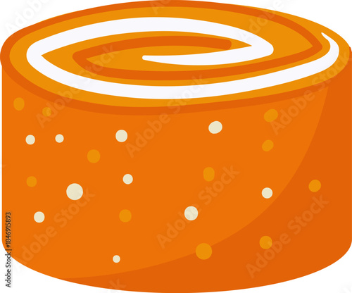 Orange cake roll with cream filling illustration