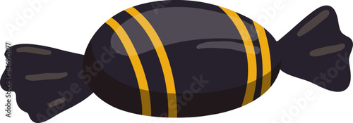 Wrapped candy in black and yellow stripes