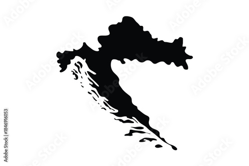 Black silhouette of a crocodile or alligator animal reptile