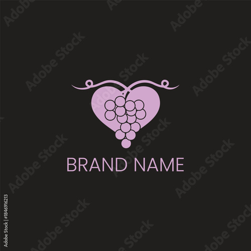 Heart-shaped Grape Cluster Logo for Winery Branding