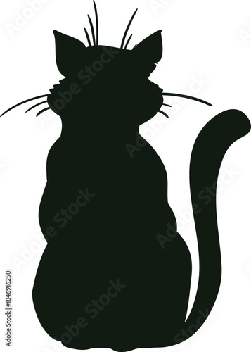 Black cat silhouette sitting vector illustration