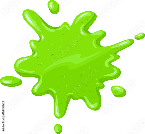 Green slime cartoon splash splattering liquid mess