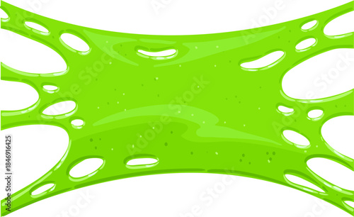 Green slime stretching sticky gruesome liquid texture