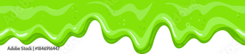 Green dripping slime fluid creating seamless border