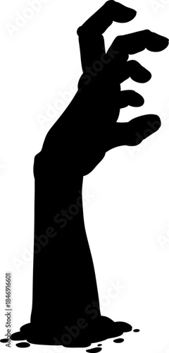 Zombie hand reaching from ground horror silhouette