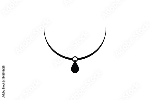 Black teardrop pendant on a thin chain jewelry