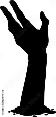 Zombie hand rising from the grave silhouette