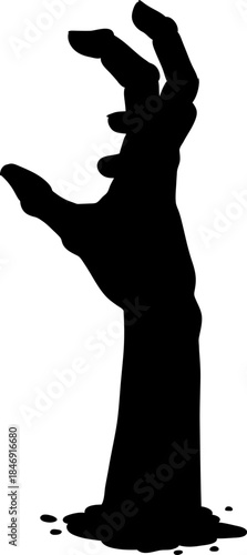 Zombie hand silhouette reaching out from ground