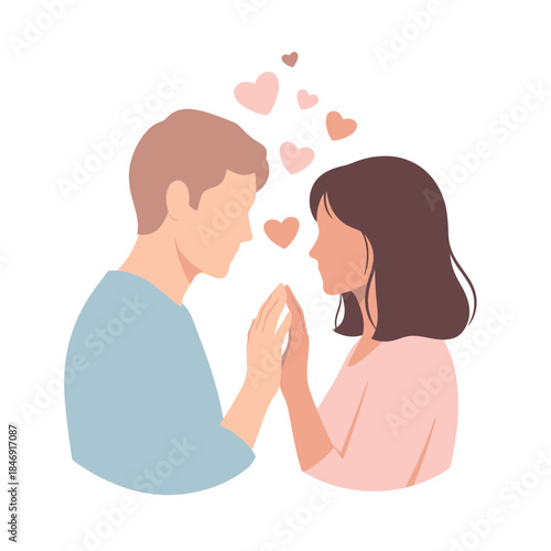 romantic couple sharing intimate moment with hearts symbolizing love and affection
