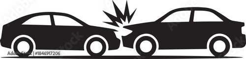 Two black cars colliding with a crash impact collision accident