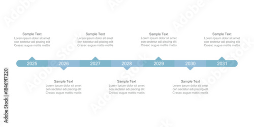 Seven-year timeline. Infographic for presentations or websites. Modern 7-step diagram.