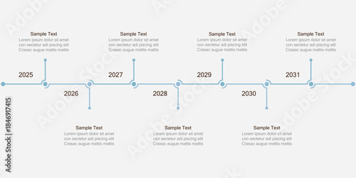 Seven-year timeline. Infographic for presentations or websites. Modern 7-step diagram.