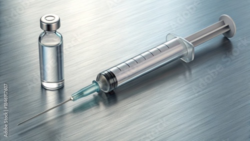 Medical Syringe and Ampoule on Metal Surface Standard Version V2