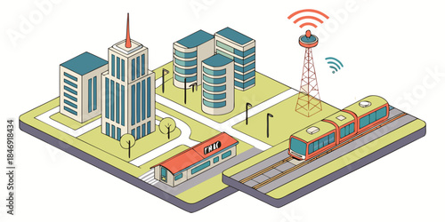 Isometric smart city technology concept vectors