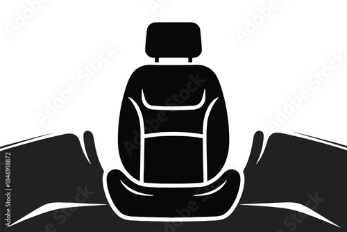 Black and white car seat with headrest and armrests vehicle seat car interior automotive