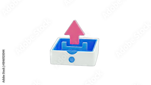 Upload Icon with Arrow and Box on White Background