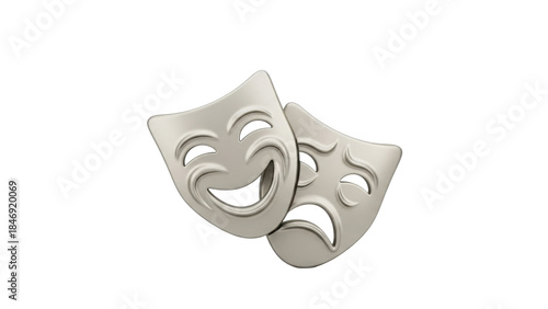 3D icon theater mask drama, isolated on white background