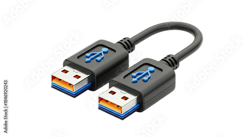 USB 3.0 Cable Connecting Devices on White Background