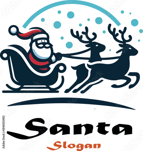 Santa Claus riding a sleigh with reindeer cartoon illustration