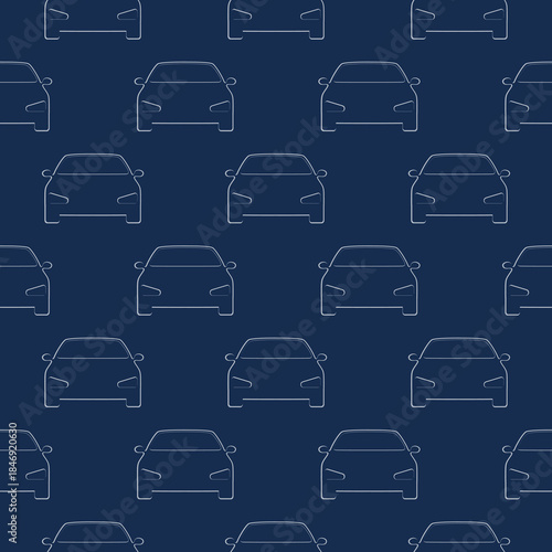 Car line seamless pattern isolated on color background